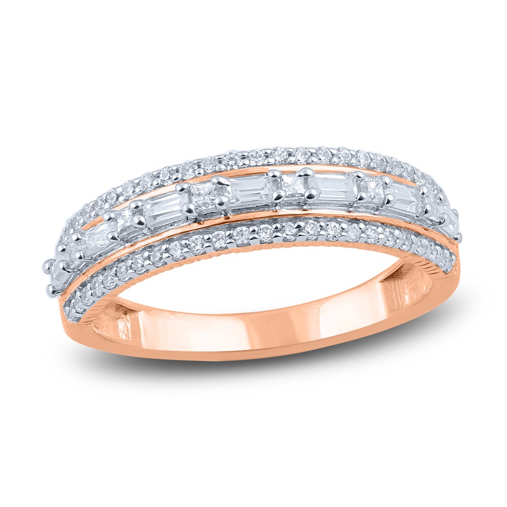 Diamond Multi-Row Anniversary Band 1/2 ct tw Round/Baguette 14K Rose Gold YBV2B0vS