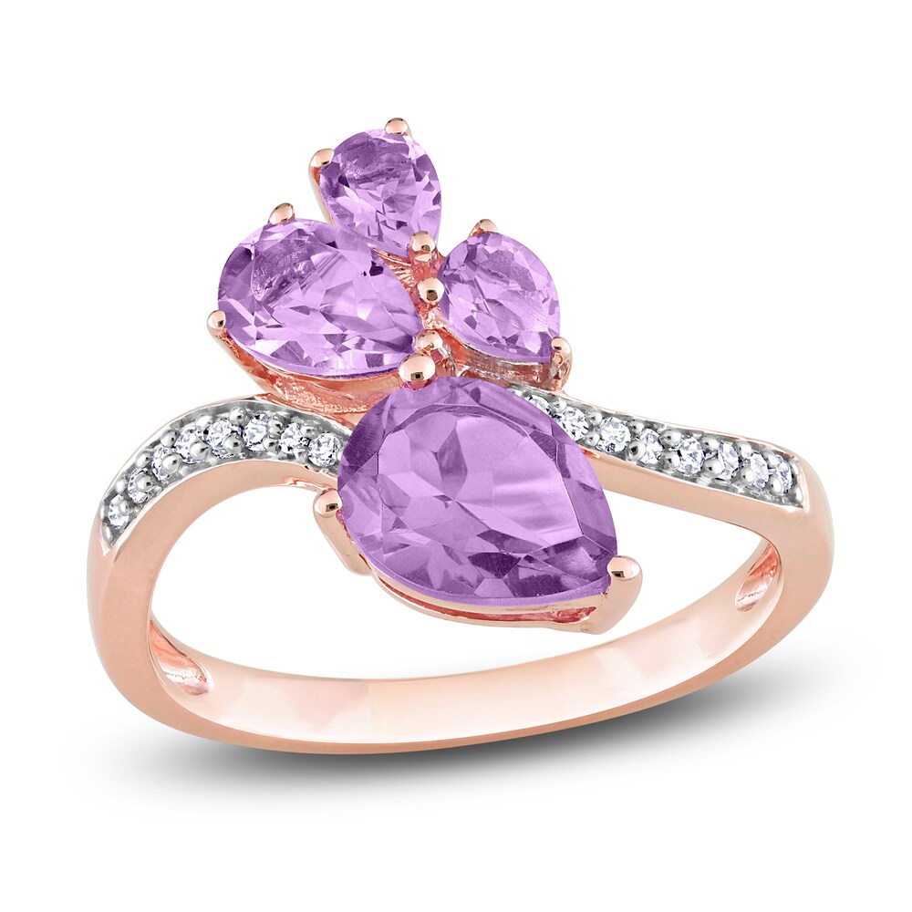 Natural Amethyst Ring 1/10 ct tw Diamonds 14K Rose Gold YF3fg7gL Natural Amethyst Ring 1/10 ct tw Diamonds 14K Rose Gold YF3fg7gL