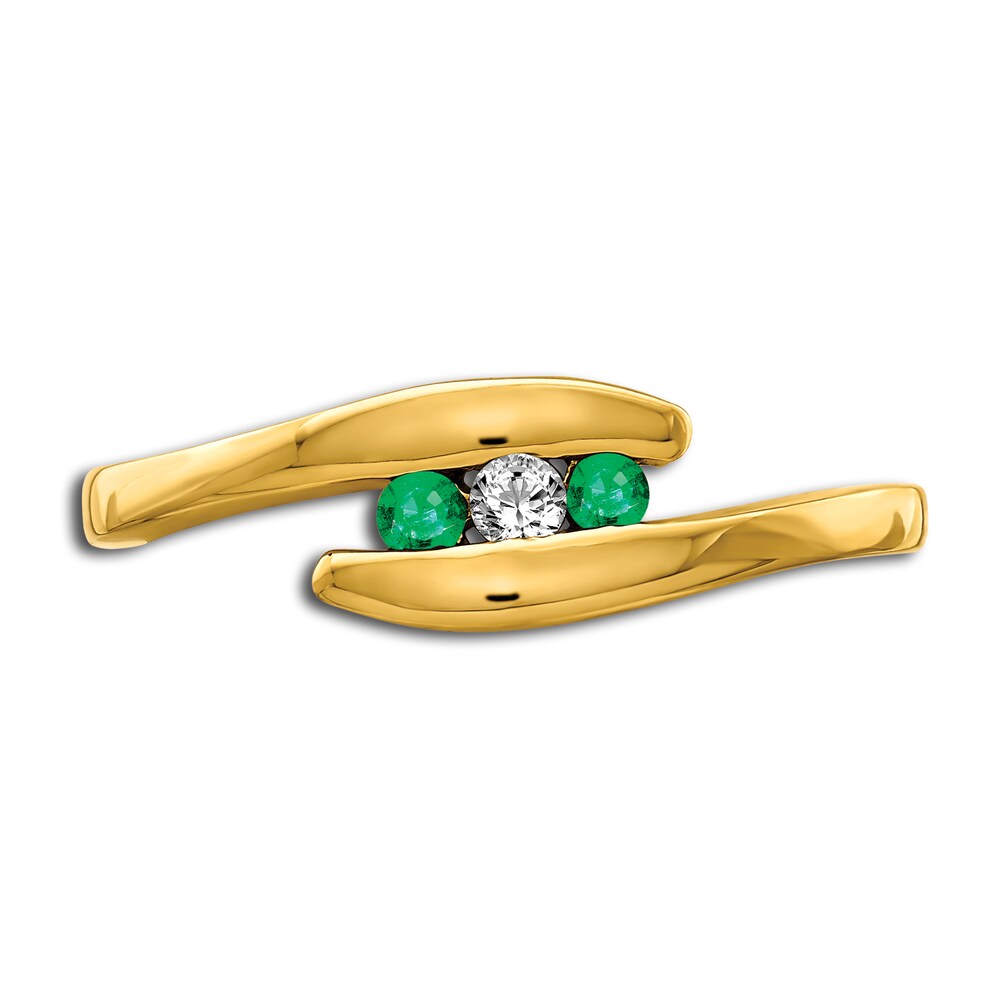 Natural Emerald Wedding Band Diamond Accents 14K Yellow Gold YIA8DBef Natural Emerald Wedding Band Diamond Accents 14K Yellow Gold YIA8DBef