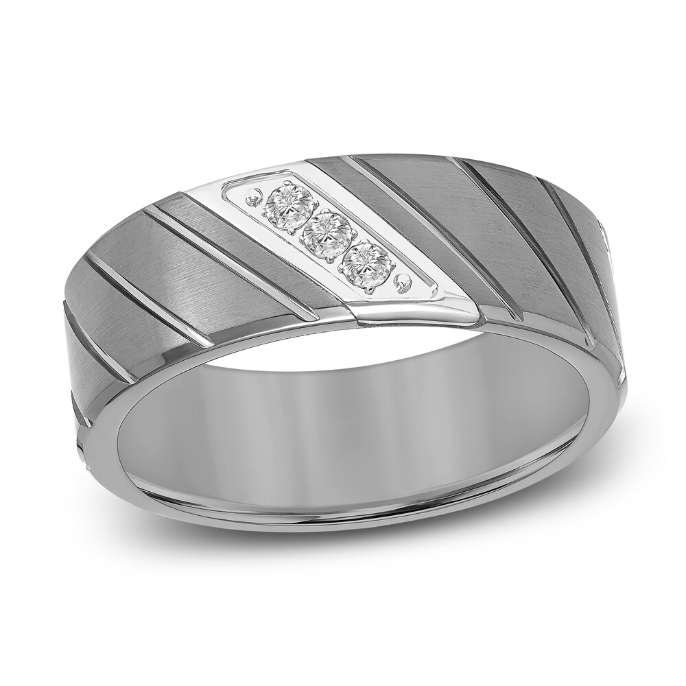 Diamond Wedding Band 1/10 ct tw Round Gray Tungsten YIAllG8b