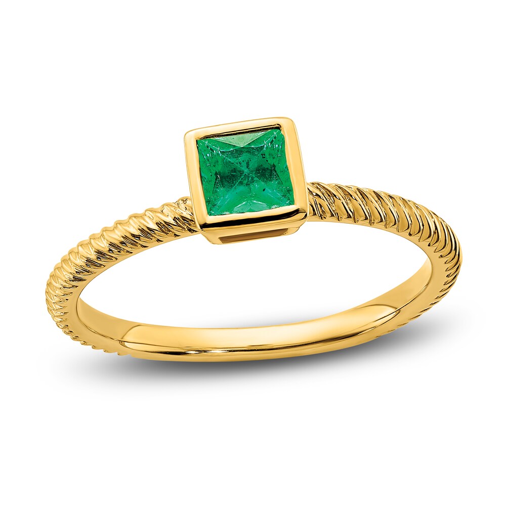 Natural Emerald Square Bezel Ring 14K Yellow Gold YLdCN20F Natural Emerald Square Bezel Ring 14K Yellow Gold YLdCN20F