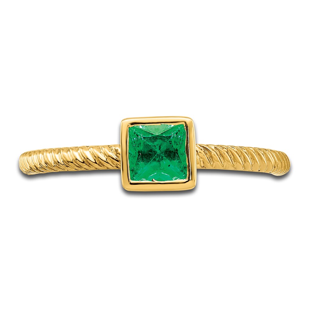 Natural Emerald Square Bezel Ring 14K Yellow Gold YLdCN20F Natural Emerald Square Bezel Ring 14K Yellow Gold YLdCN20F
