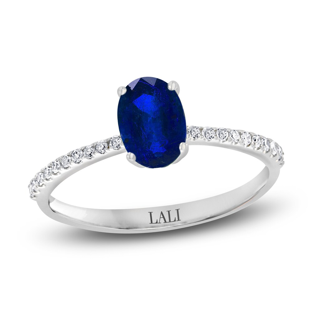 LALI Jewels Natural Blue Sapphire Engagement Ring 1/10 ct Diamonds 14K White Gold YXir4zIF LALI Jewels Natural Blue Sapphire Engagement Ring 1/10 ct Diamonds 14K White Gold YXir4zIF
