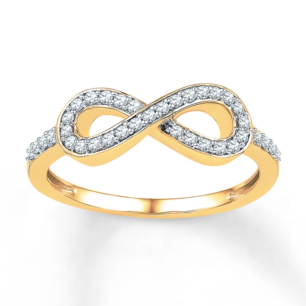 Diamond Infinity Ring 1/5 ct tw Round-cut 10K Yellow Gold YgO7VzFY Diamond Infinity Ring 1/5 ct tw Round-cut 10K Yellow Gold YgO7VzFY