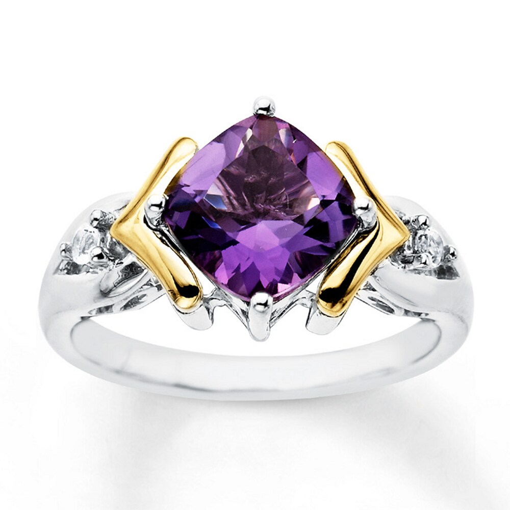 Amethyst Ring White Topaz Sterling Silver/10K Yellow Gold YiUxif6I Amethyst Ring White Topaz Sterling Silver/10K Yellow Gold YiUxif6I