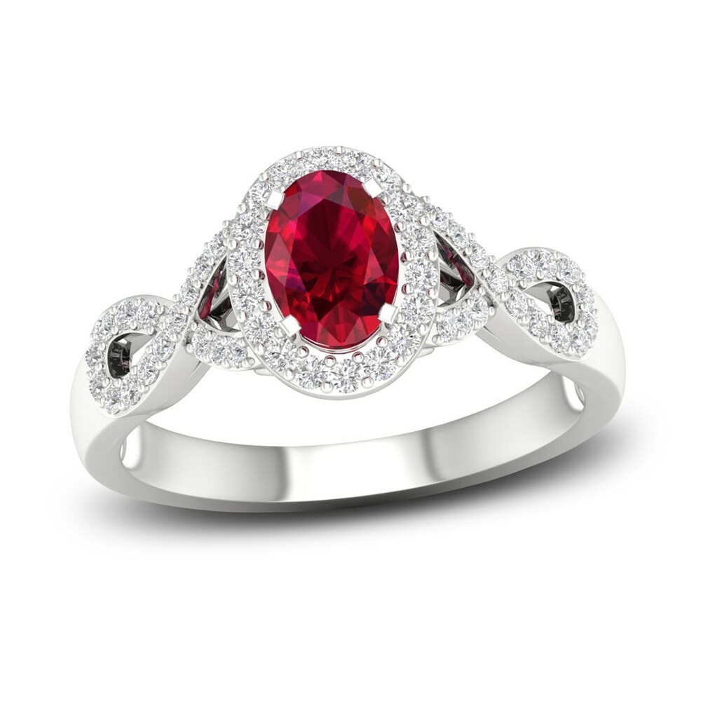 Lab-Created Ruby & Lab-Created White Sapphire Ring 10K White Gold Yp57Ly3X Lab-Created Ruby & Lab-Created White Sapphire Ring 10K White Gold Yp57Ly3X