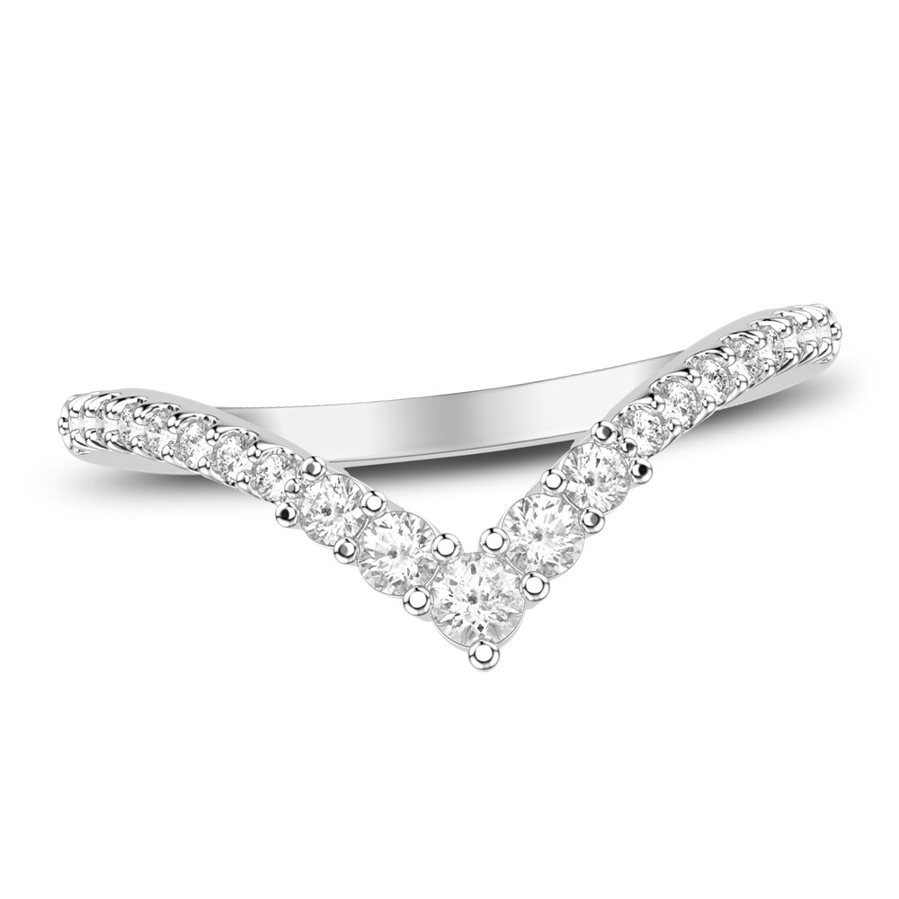 Diamond Chevron Wedding Band 1/3 ct tw Round 14K White Gold Yt9BsPyl