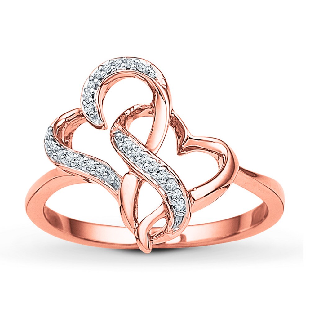 Diamond Heart Ring 1/15 ct tw Round-cut 10K Rose Gold Yyv98zro Diamond Heart Ring 1/15 ct tw Round-cut 10K Rose Gold Yyv98zro