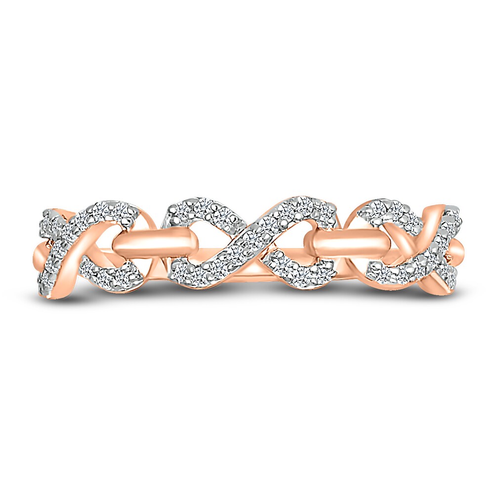 Diamond Infinity Ring 1/6 ct tw Round 14K Rose Gold ZDmUp639 Diamond Infinity Ring 1/6 ct tw Round 14K Rose Gold ZDmUp639