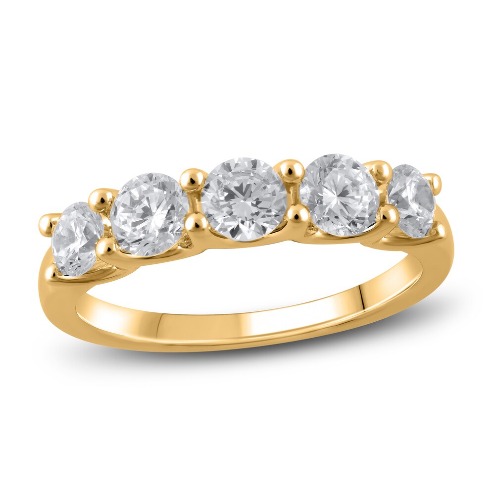 Lab-Created Diamond 5-Stone Anniversary Band 1-1/2 ct tw Round 14K Yellow Gold ZEnpGDig Lab-Created Diamond 5-Stone Anniversary Band 1-1/2 ct tw Round 14K Yellow Gold ZEnpGDig