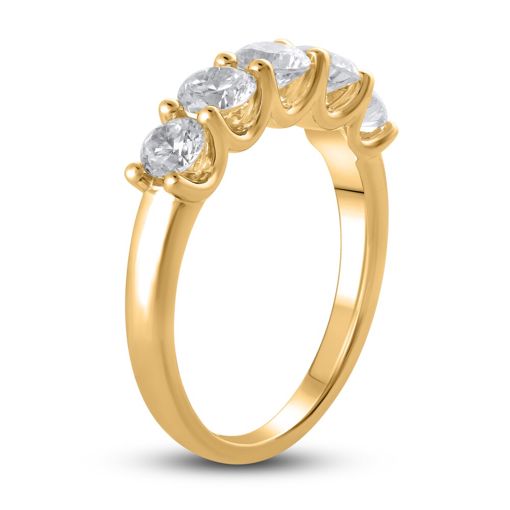 Lab-Created Diamond 5-Stone Anniversary Band 1-1/2 ct tw Round 14K Yellow Gold ZEnpGDig Lab-Created Diamond 5-Stone Anniversary Band 1-1/2 ct tw Round 14K Yellow Gold ZEnpGDig