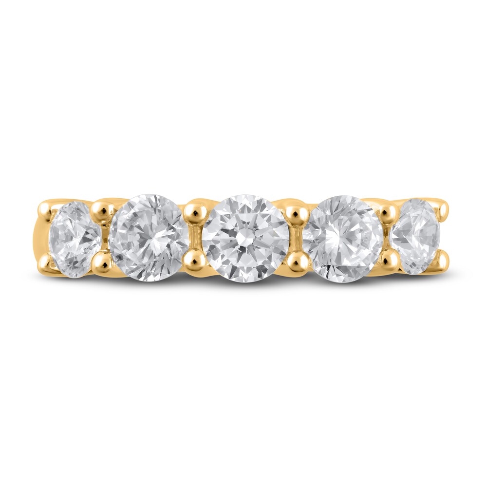 Lab-Created Diamond 5-Stone Anniversary Band 1-1/2 ct tw Round 14K Yellow Gold ZEnpGDig Lab-Created Diamond 5-Stone Anniversary Band 1-1/2 ct tw Round 14K Yellow Gold ZEnpGDig