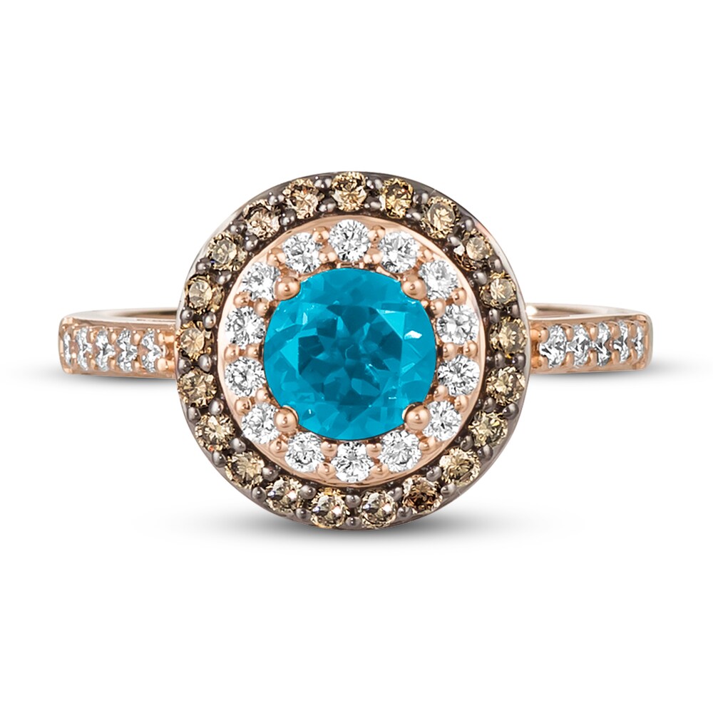 Le Vian Natural Blue Topaz Ring 5/8 ct tw Diamonds 14K Strawberry Gold ZGPRXhlC