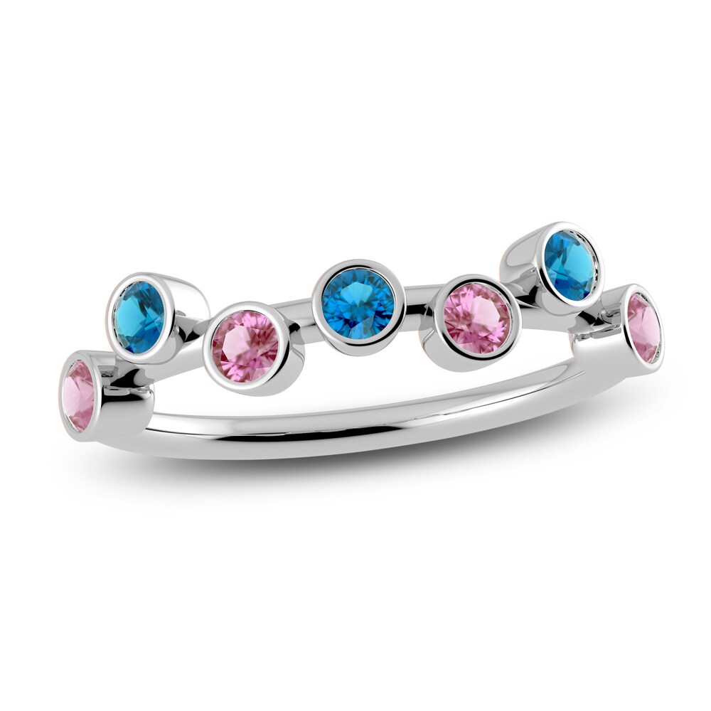 Juliette Maison Natural Pink Tourmaline & Natural Blue Zircon Ring 10K White Gold ZGUPrme5 Juliette Maison Natural Pink Tourmaline & Natural Blue Zircon Ring 10K White Gold ZGUPrme5