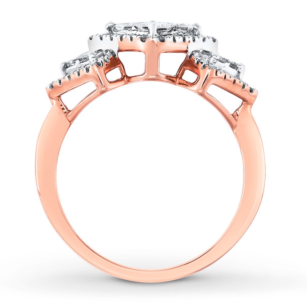 Diamond Ring 1 ct tw Princess/Round 14K Rose Gold ZNdEF06Q Diamond Ring 1 ct tw Princess/Round 14K Rose Gold ZNdEF06Q