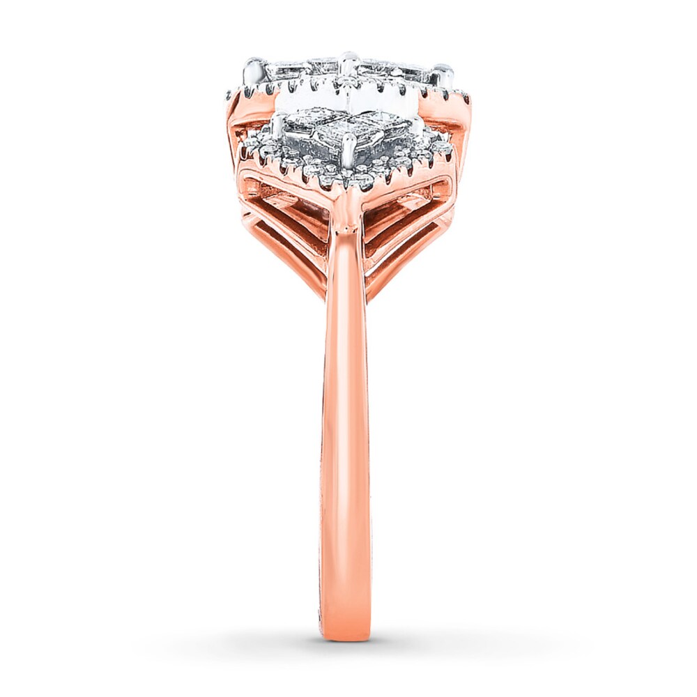 Diamond Ring 1 ct tw Princess/Round 14K Rose Gold ZNdEF06Q Diamond Ring 1 ct tw Princess/Round 14K Rose Gold ZNdEF06Q