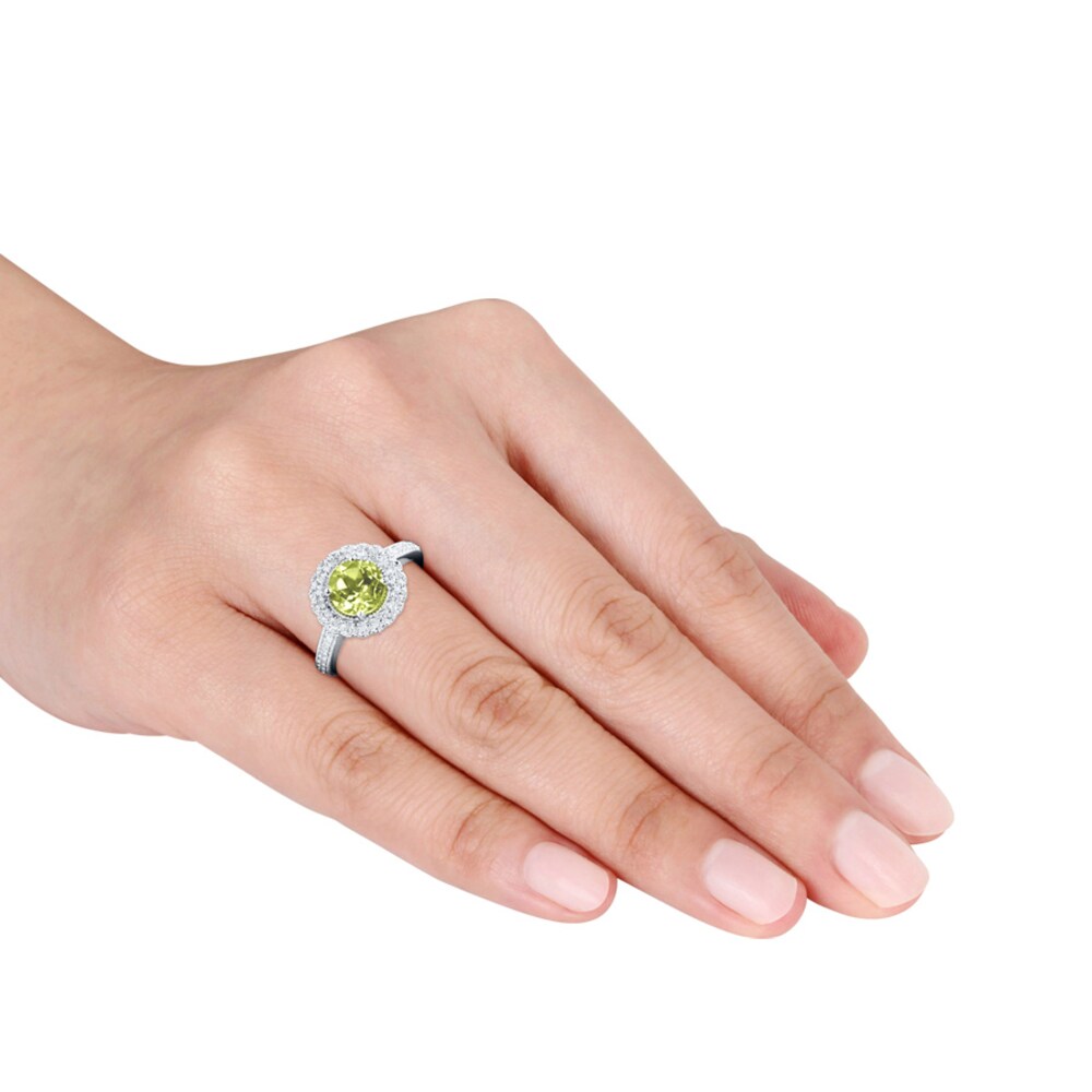 Peridot Ring 1/8 ct tw Diamonds Sterling Silver ZNgN6KWR Peridot Ring 1/8 ct tw Diamonds Sterling Silver ZNgN6KWR