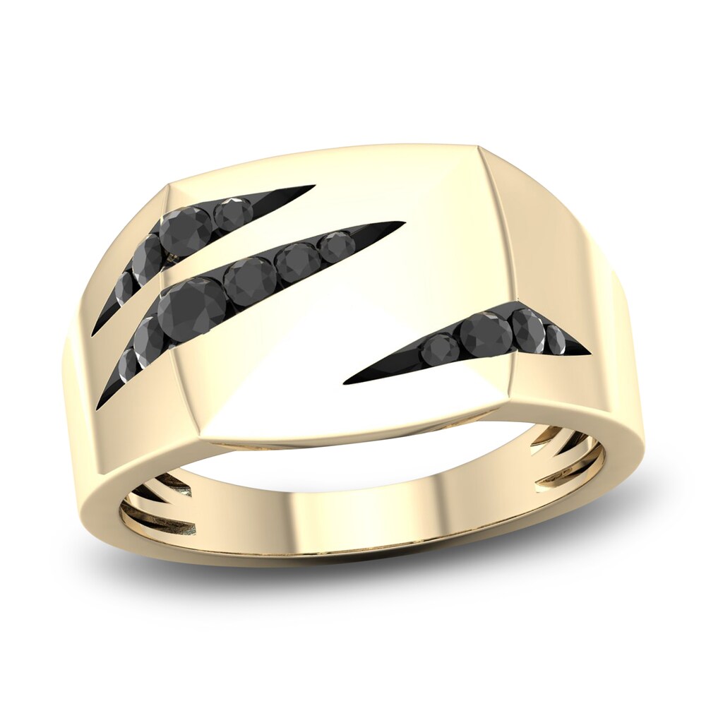 Men's Black Diamond Ring 1/3 ct tw Round 10K Yellow Gold ZXheII40 Men's Black Diamond Ring 1/3 ct tw Round 10K Yellow Gold ZXheII40