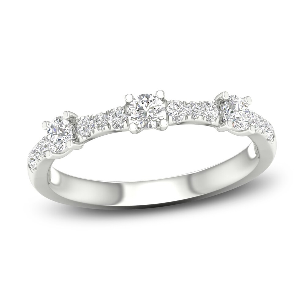 Diamond 3-Stone Ring 1/2 ct tw Round 10K White Gold ZnRYdyUw Diamond 3-Stone Ring 1/2 ct tw Round 10K White Gold ZnRYdyUw
