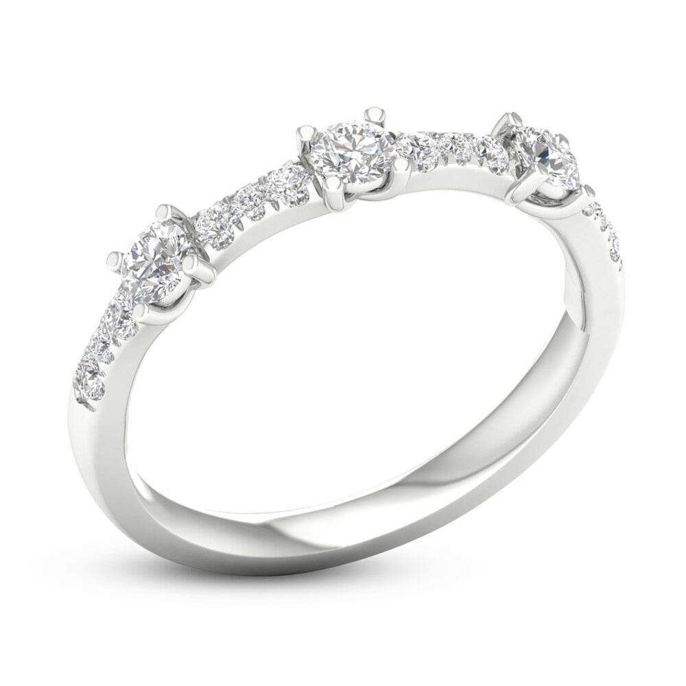 Diamond 3-Stone Ring 1/2 ct tw Round 10K White Gold ZnRYdyUw Diamond 3-Stone Ring 1/2 ct tw Round 10K White Gold ZnRYdyUw