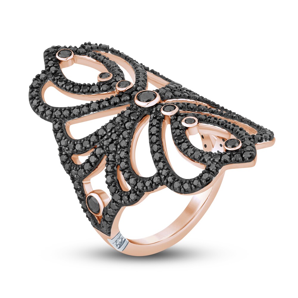 Pnina Tornai Black Diamond Ring 1-1/3 ct tw Round 10K Rose Gold a2gwTby6 Pnina Tornai Black Diamond Ring 1-1/3 ct tw Round 10K Rose Gold a2gwTby6