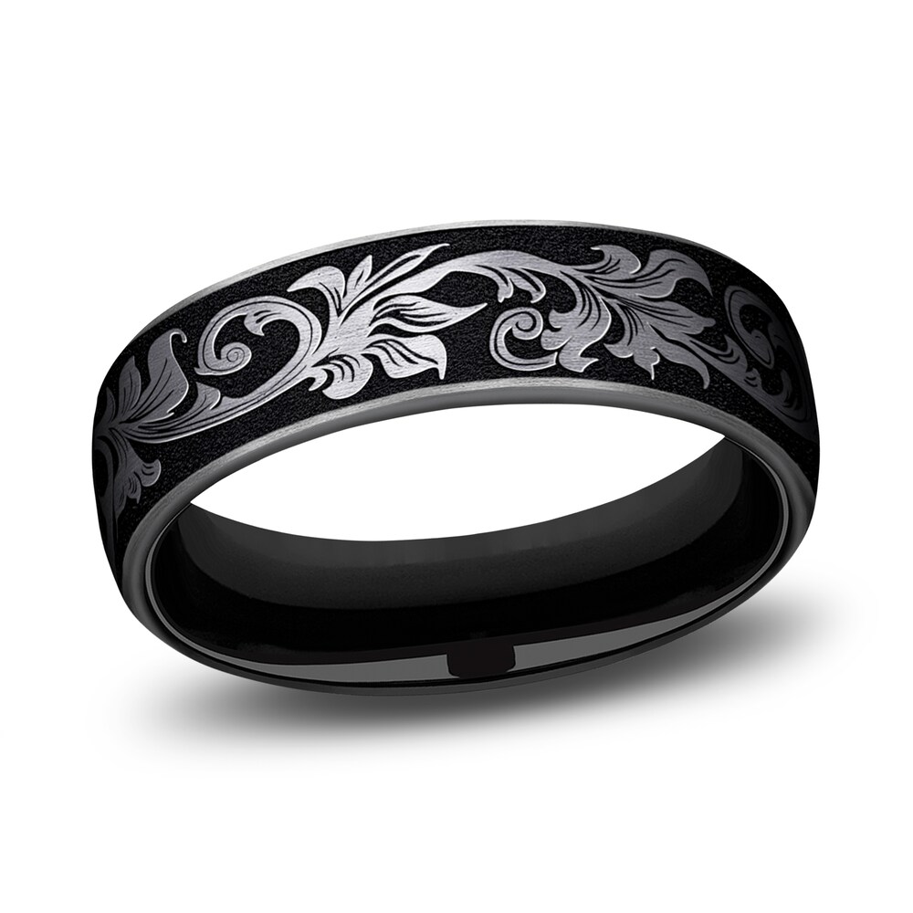 Scroll Wedding Band Black Titanium 6.5mm a5GzKPIN Scroll Wedding Band Black Titanium 6.5mm a5GzKPIN