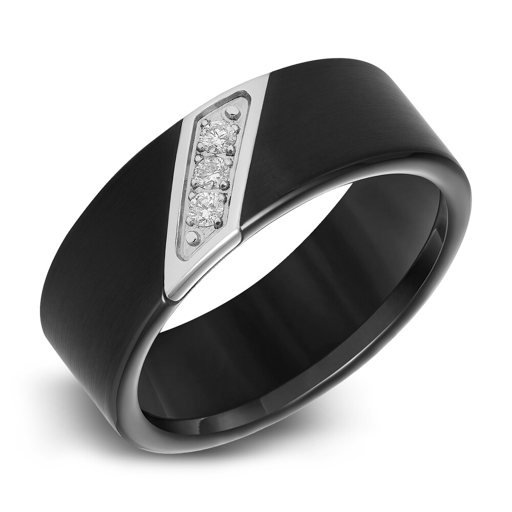 Diamond Wedding Band 1/10 ct tw Round Black Tungsten aAVU4riS