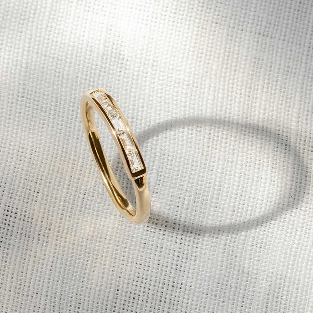 Juliette Maison Natural Blue Sapphire Baguette Bar Ring 10K Yellow Gold aB9XTYdi