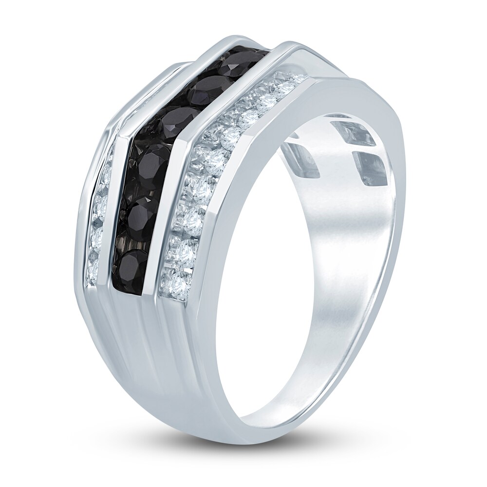 Men\'s Black & White Diamond Anniversary Ring 2 ct tw Round 10K White Gold aJFJFvmv Men\'s Black & White Diamond Anniversary Ring 2 ct tw Round 10K White Gold aJFJFvmv