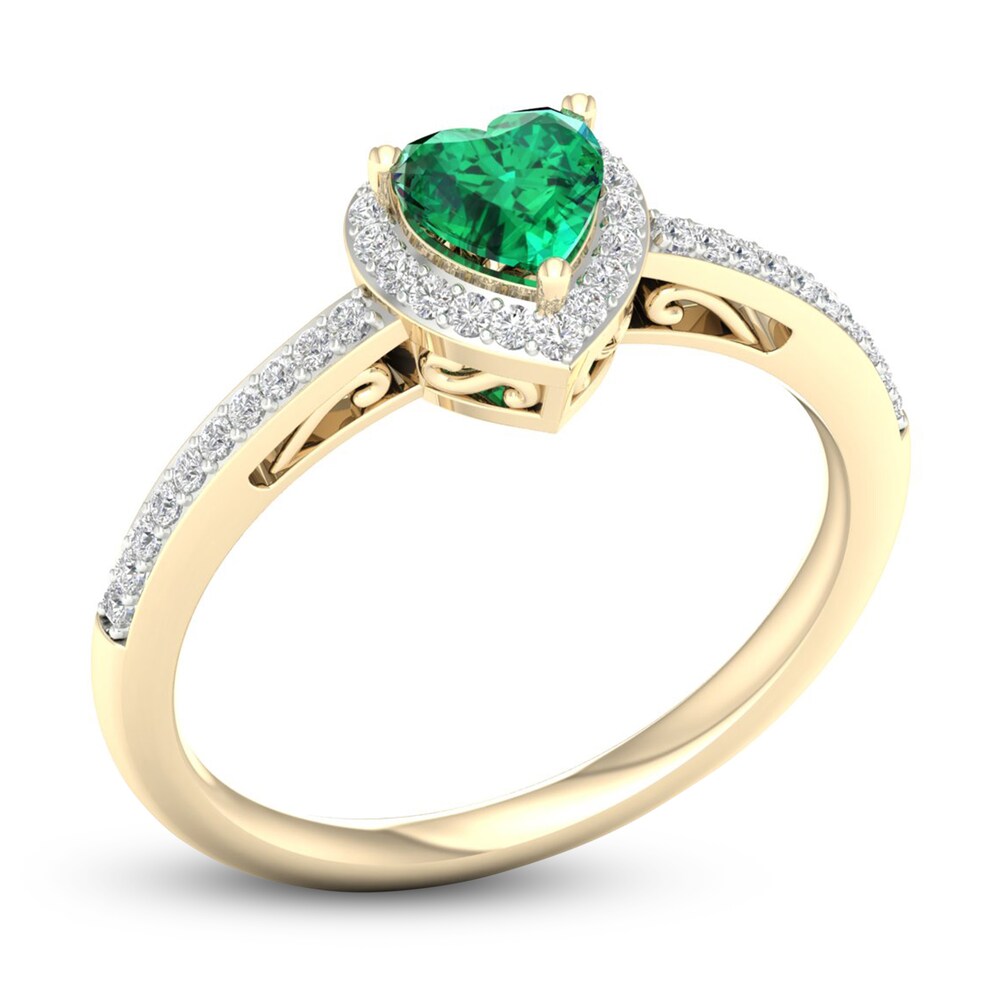 Natural Emerald Ring 1/8 ct tw Diamonds 14K Yellow Gold aQn6CdVi Natural Emerald Ring 1/8 ct tw Diamonds 14K Yellow Gold aQn6CdVi