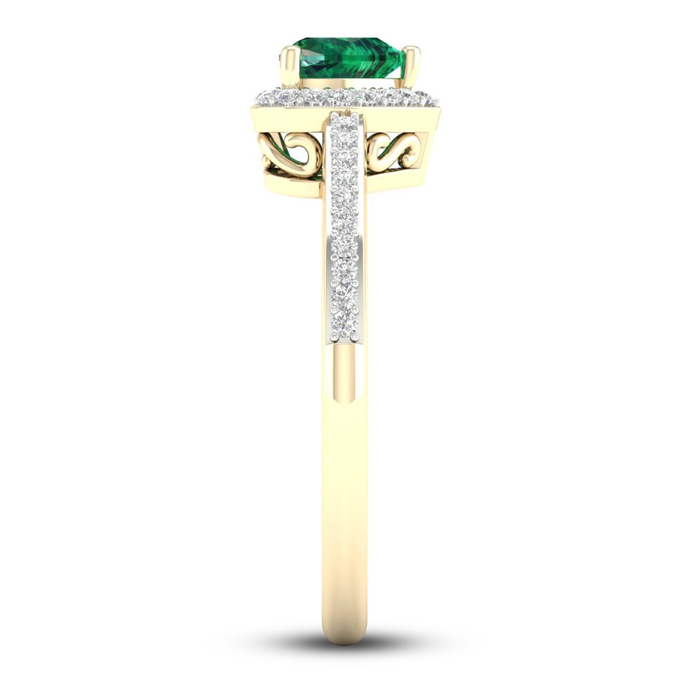 Natural Emerald Ring 1/8 ct tw Diamonds 14K Yellow Gold aQn6CdVi Natural Emerald Ring 1/8 ct tw Diamonds 14K Yellow Gold aQn6CdVi
