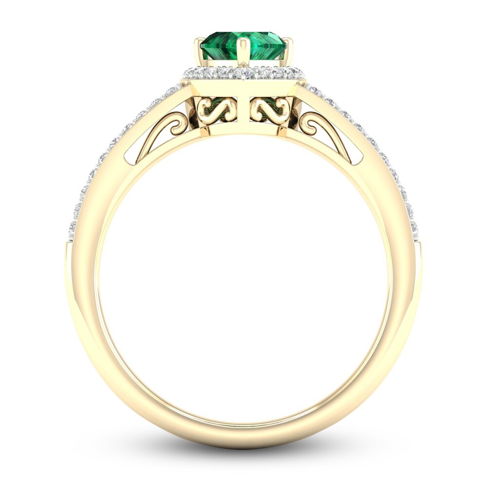 Natural Emerald Ring 1/8 ct tw Diamonds 14K Yellow Gold aQn6CdVi Natural Emerald Ring 1/8 ct tw Diamonds 14K Yellow Gold aQn6CdVi
