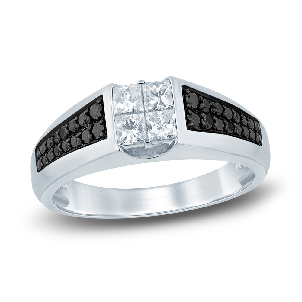 Men's Black & White Diamond Wedding Band 1 ct tw Round 14K White Gold ae2ZTrFD Men's Black & White Diamond Wedding Band 1 ct tw Round 14K White Gold ae2ZTrFD