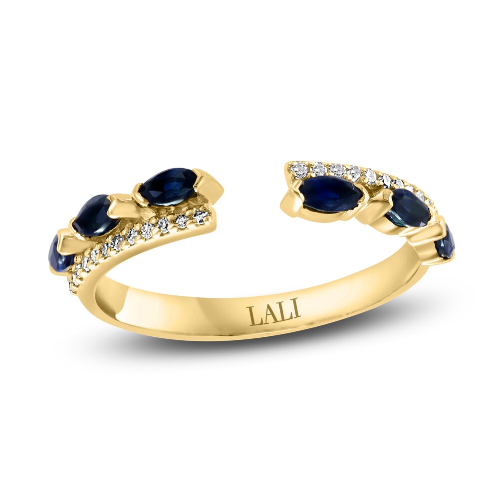LALI Jewels Natural Blue Sapphire Ring 1/10 ct tw Diamonds 14K Yellow Gold ahjlVfIx LALI Jewels Natural Blue Sapphire Ring 1/10 ct tw Diamonds 14K Yellow Gold ahjlVfIx