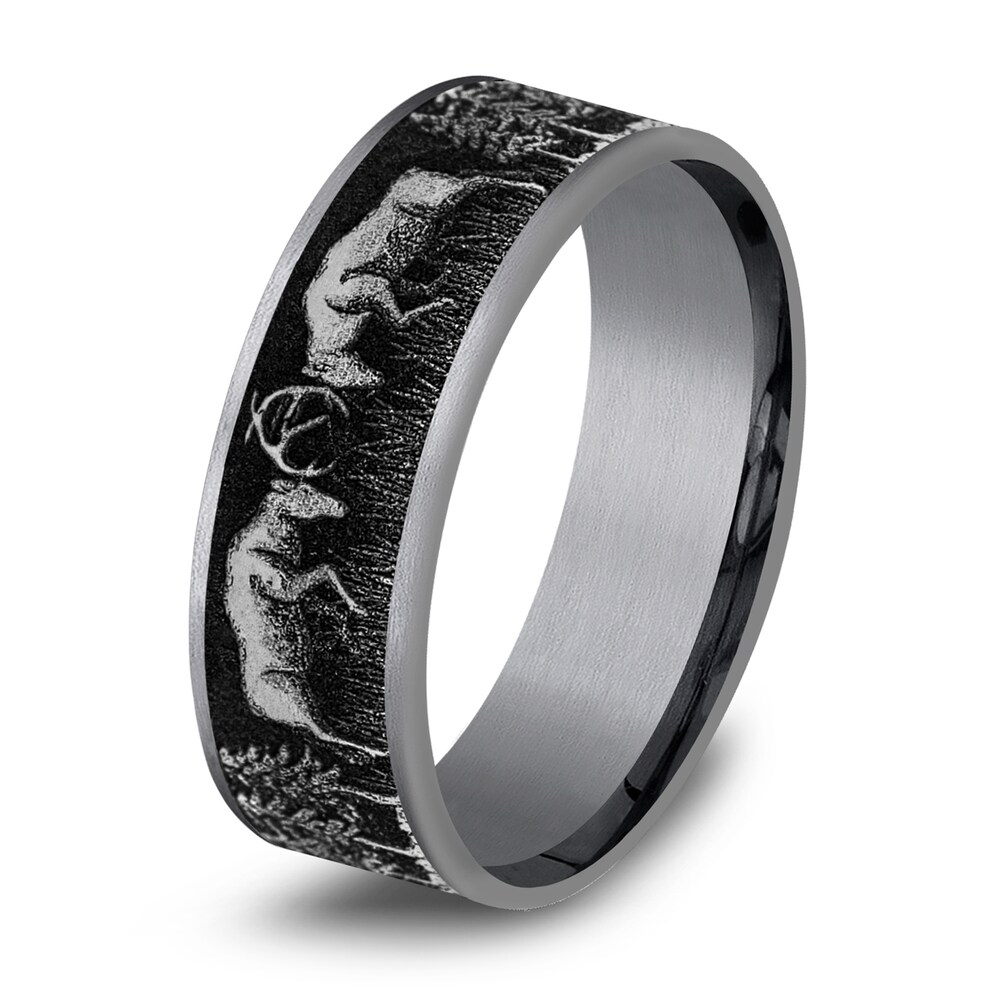 Deer Fight Wedding Band Black Tantalum 7.5mm anco6vKW Deer Fight Wedding Band Black Tantalum 7.5mm anco6vKW