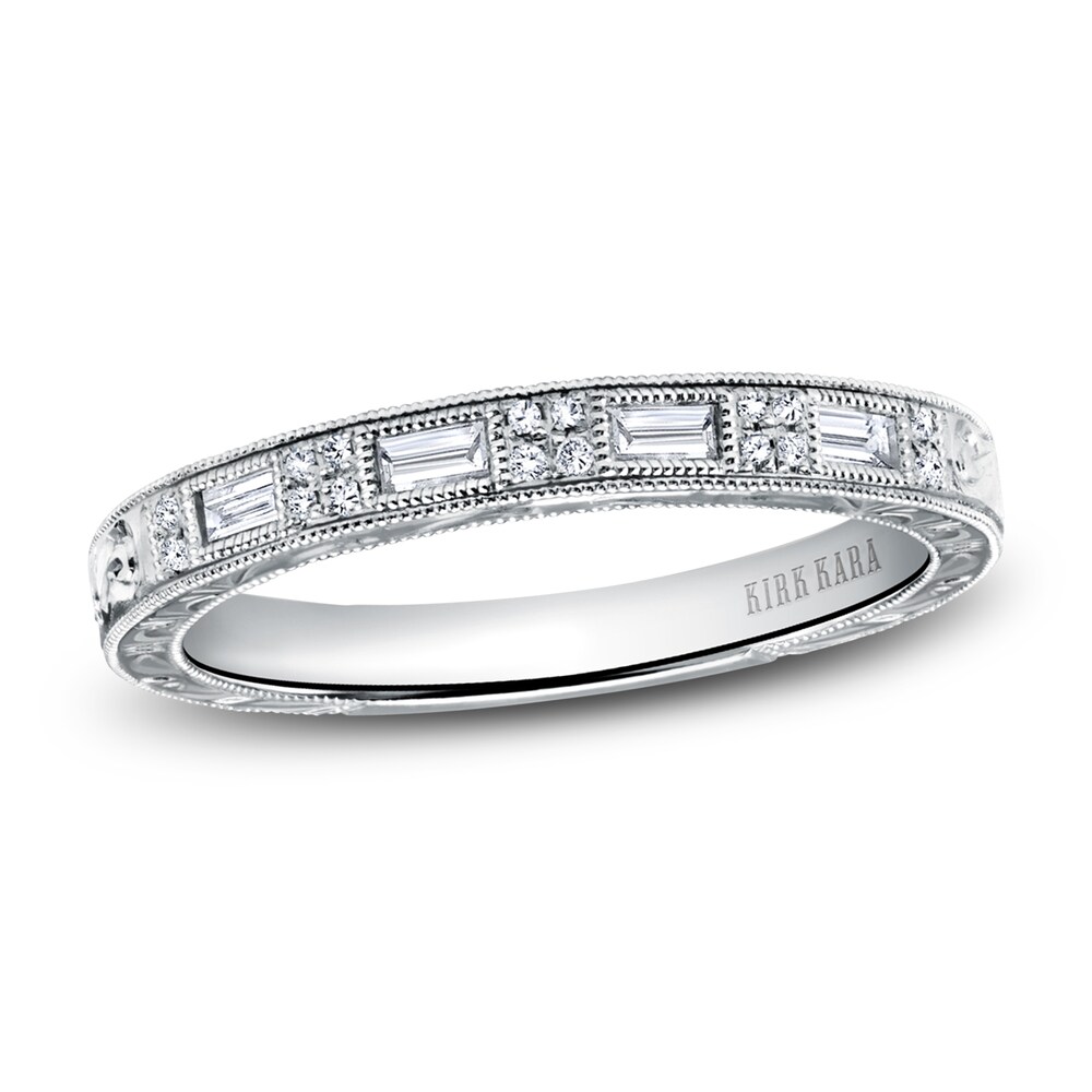 Kirk Kara Engraved Diamond Wedding Band 1/8 ct tw Baguette/Round 18K White Gold b1nqqDY4