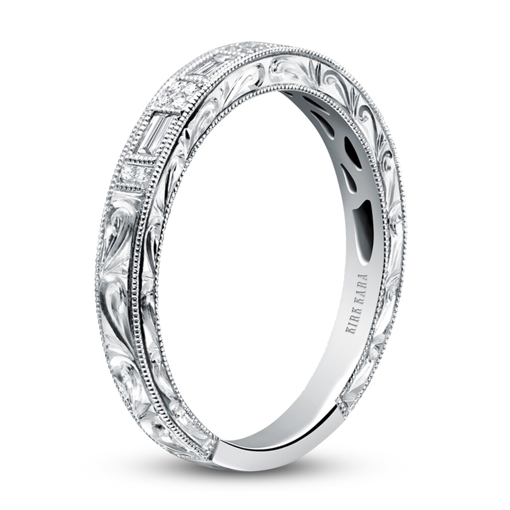Kirk Kara Engraved Diamond Wedding Band 1/8 ct tw Baguette/Round 18K White Gold b1nqqDY4