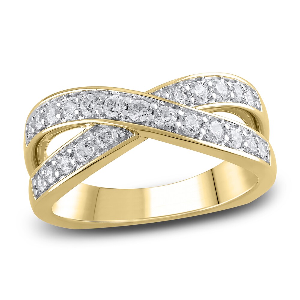 Hearts Desire Diamond Criss-Cross Anniversary Band 5/8 ct tw Round 18K Yellow Gold b5dUlpoG