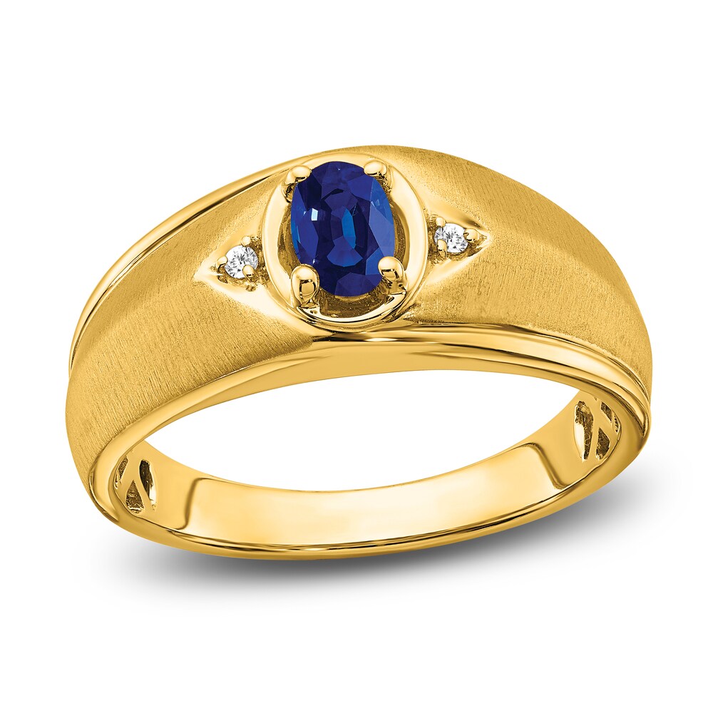 Men's Natural Blue Sapphire Ring Diamond Accents 14K Yellow Gold bAE0srdw Men's Natural Blue Sapphire Ring Diamond Accents 14K Yellow Gold bAE0srdw