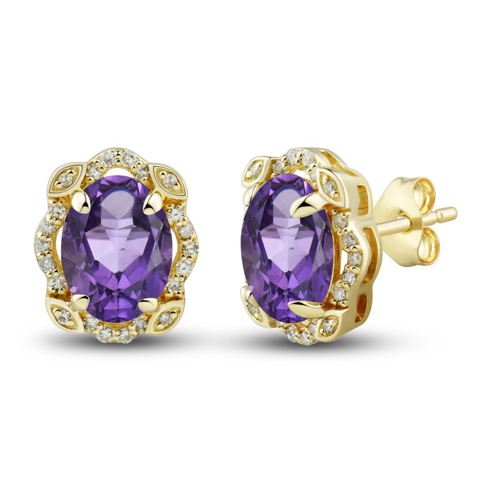 Natural Amethyst Ring, Earring & Necklace Set 1/3 ct tw Diamonds 10K Yellow Gold bFxYEQMi Natural Amethyst Ring, Earring & Necklace Set 1/3 ct tw Diamonds 10K Yellow Gold bFxYEQMi