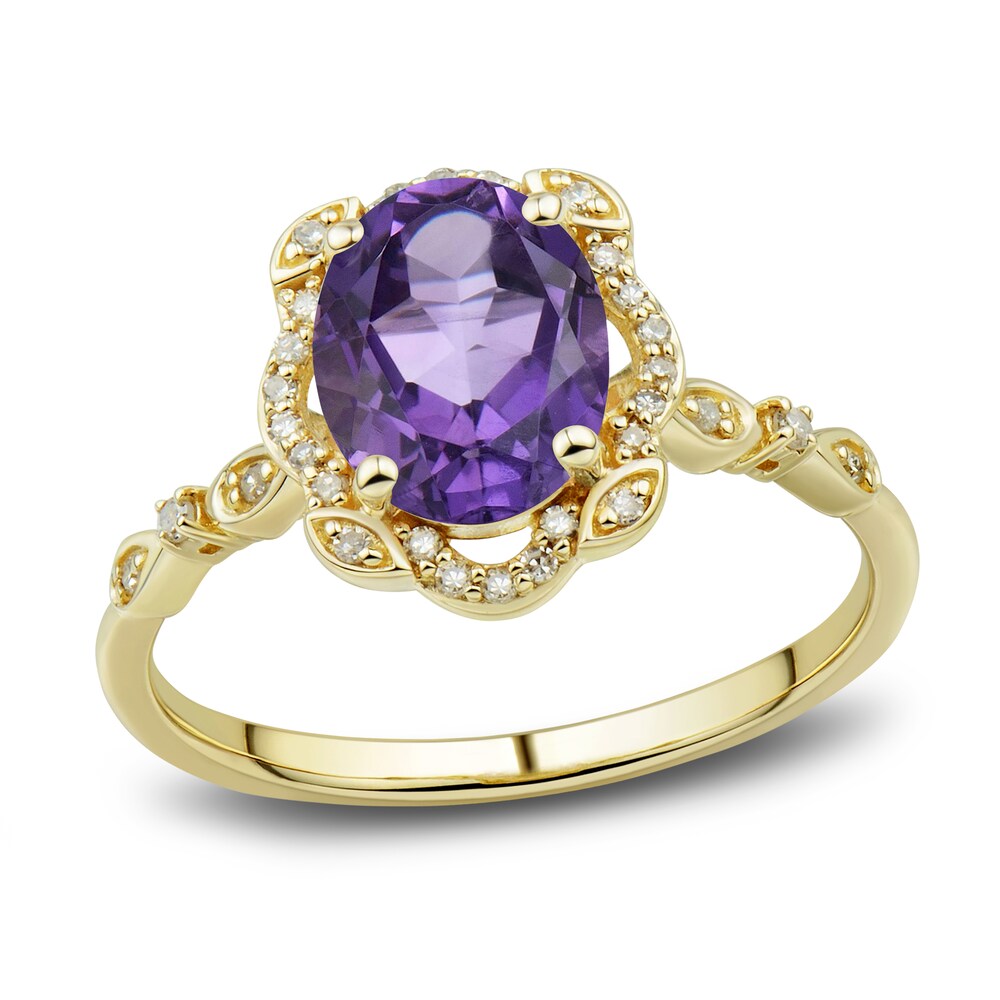 Natural Amethyst Ring, Earring & Necklace Set 1/3 ct tw Diamonds 10K Yellow Gold bFxYEQMi Natural Amethyst Ring, Earring & Necklace Set 1/3 ct tw Diamonds 10K Yellow Gold bFxYEQMi