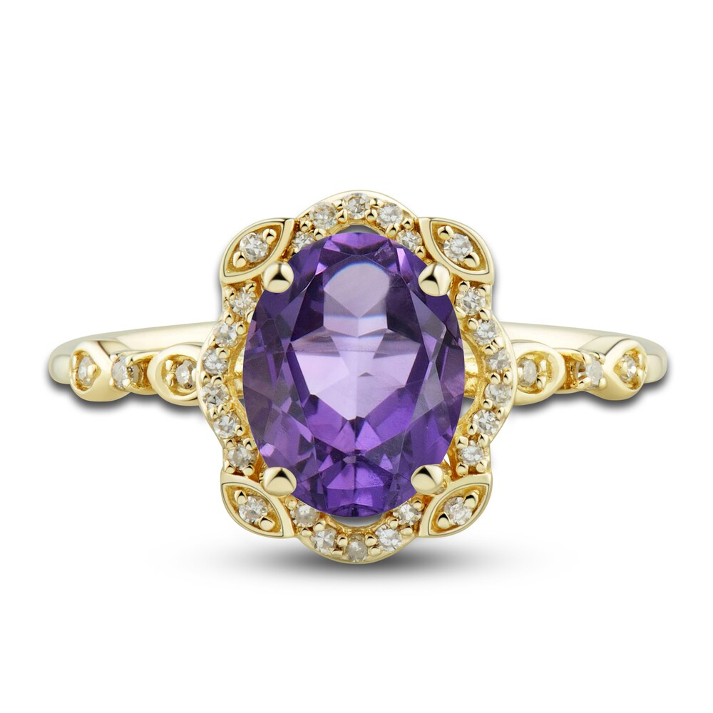 Natural Amethyst Ring, Earring & Necklace Set 1/3 ct tw Diamonds 10K Yellow Gold bFxYEQMi Natural Amethyst Ring, Earring & Necklace Set 1/3 ct tw Diamonds 10K Yellow Gold bFxYEQMi