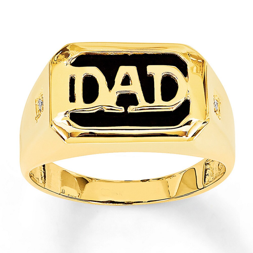 Men's Dad Ring Onyx with Diamonds 14K Yellow Gold bM0jWVbM Men's Dad Ring Onyx with Diamonds 14K Yellow Gold bM0jWVbM