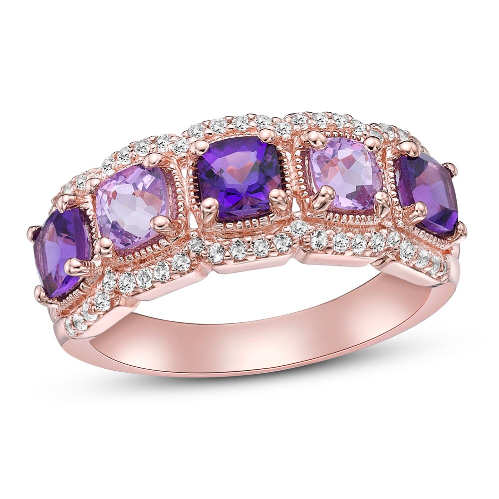 Natural Amethyst & Natural White Topaz Ring 10K Rose Gold bUucyt9V Natural Amethyst & Natural White Topaz Ring 10K Rose Gold bUucyt9V