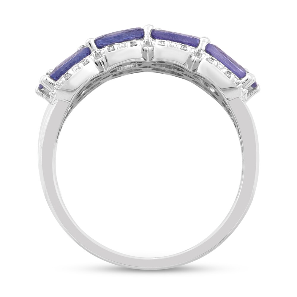 Natural Tanzanite Anniversary Ring 1/15 ct tw Diamonds 14K White Gold baWz1ms1 Natural Tanzanite Anniversary Ring 1/15 ct tw Diamonds 14K White Gold baWz1ms1