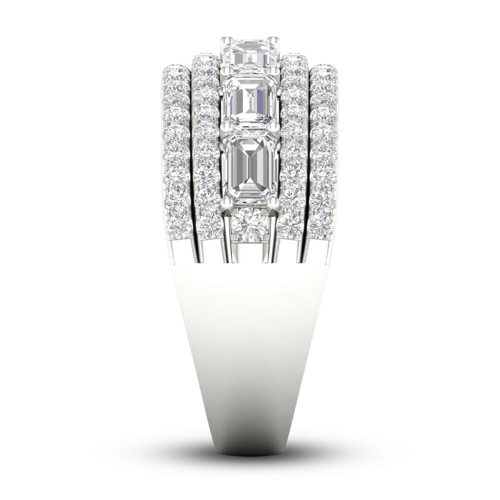 Lab-Created Diamond Ring 2-1/3 ct tw Emerald/Round 14K White Gold bcTEXC90 Lab-Created Diamond Ring 2-1/3 ct tw Emerald/Round 14K White Gold bcTEXC90