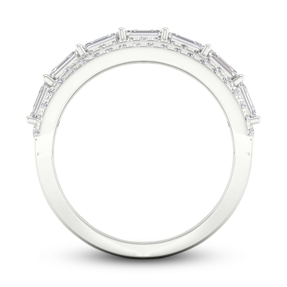 Lab-Created Diamond Ring 2-1/3 ct tw Emerald/Round 14K White Gold bcTEXC90 Lab-Created Diamond Ring 2-1/3 ct tw Emerald/Round 14K White Gold bcTEXC90