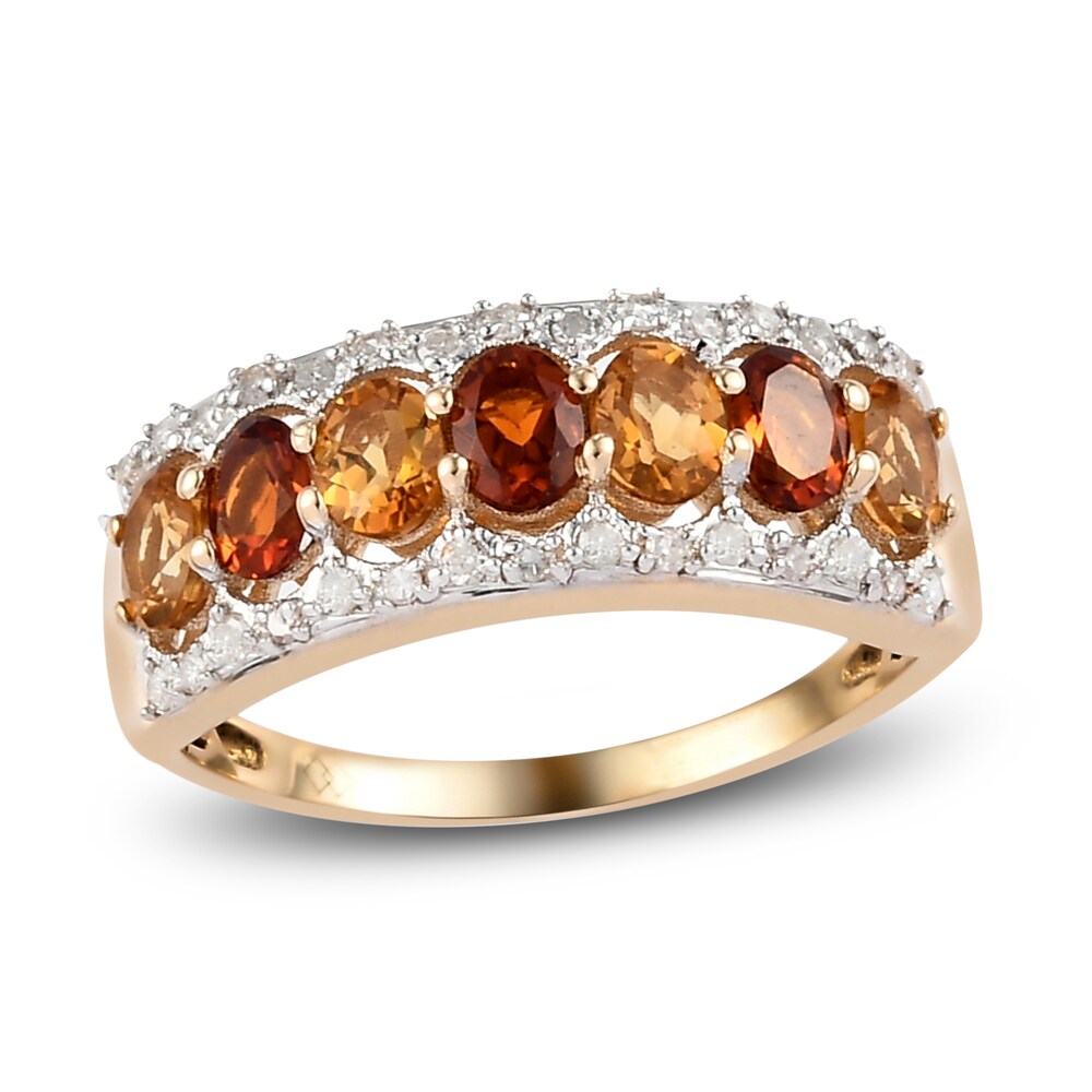 Natural Citrine Anniversary Ring 1/6 ct tw Diamonds 14K Yellow Gold bd2rW23S Natural Citrine Anniversary Ring 1/6 ct tw Diamonds 14K Yellow Gold bd2rW23S