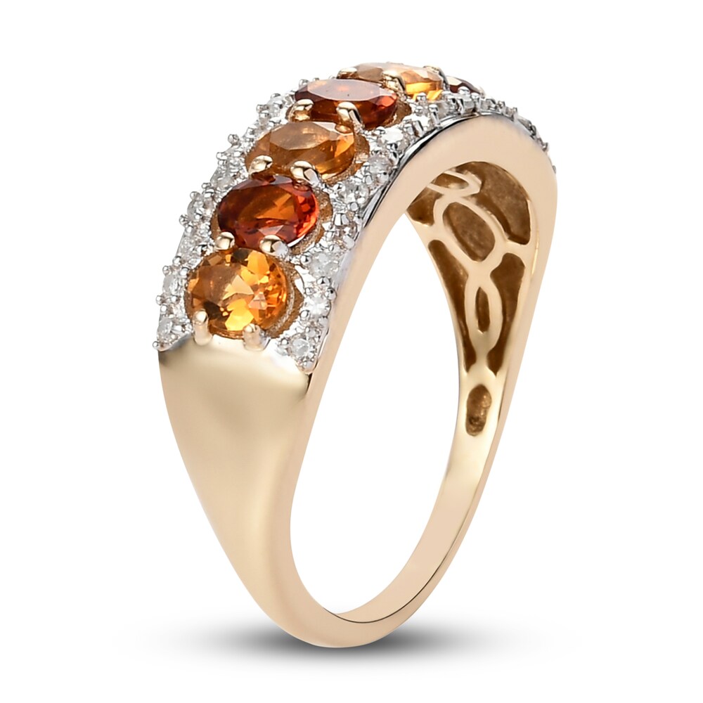Natural Citrine Anniversary Ring 1/6 ct tw Diamonds 14K Yellow Gold bd2rW23S Natural Citrine Anniversary Ring 1/6 ct tw Diamonds 14K Yellow Gold bd2rW23S