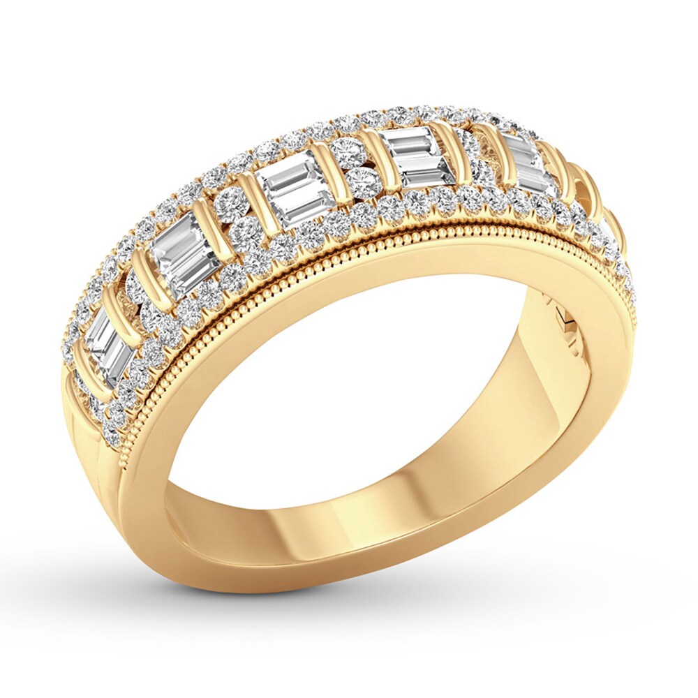 Diamond Anniversary Ring 5/8 ct tw Round/Baguette 14K Gold bnk67buk Diamond Anniversary Ring 5/8 ct tw Round/Baguette 14K Gold bnk67buk